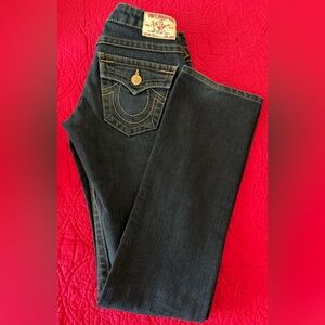 True Religion Women’s Becky Heritage Jeans Slim Bootcut Dark Blue Size 24